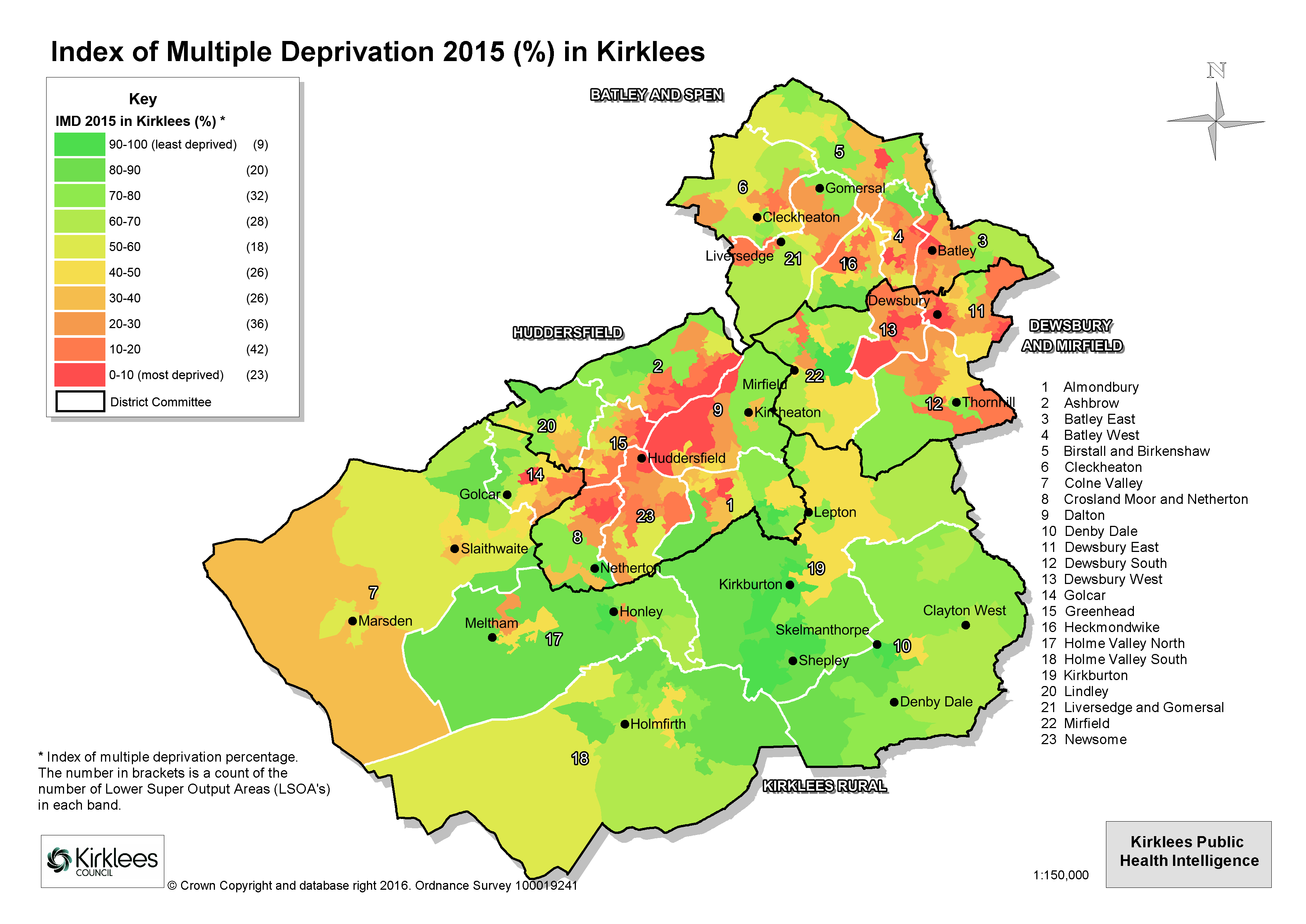 Kirklees IMD 2015 map
